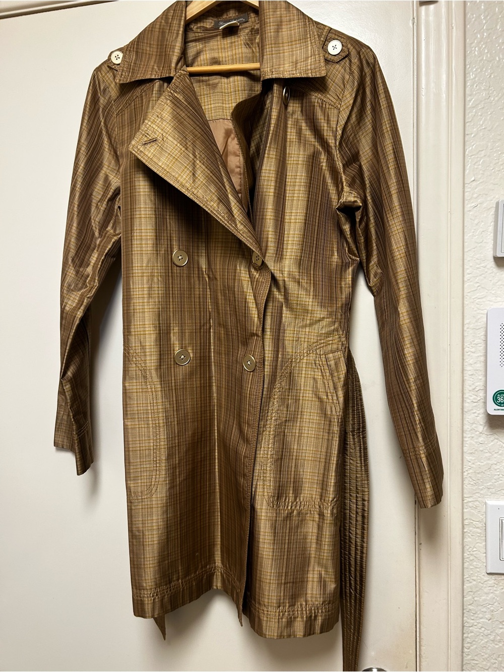 Tommy Bahama Bronze Plaid Trench Coat